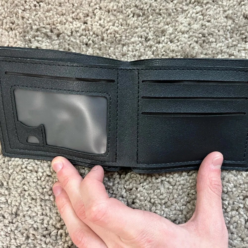 Black Leather Wallet - American Flag Style
